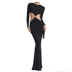 Retrofete Elegant Black Cut-Out Maxi Dress